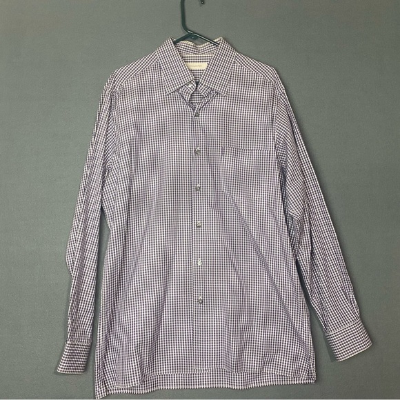 ERMENEGILDO ZEGNA XL Purple White Plaid Button Down Dress Shirt - Picture 4 of 13